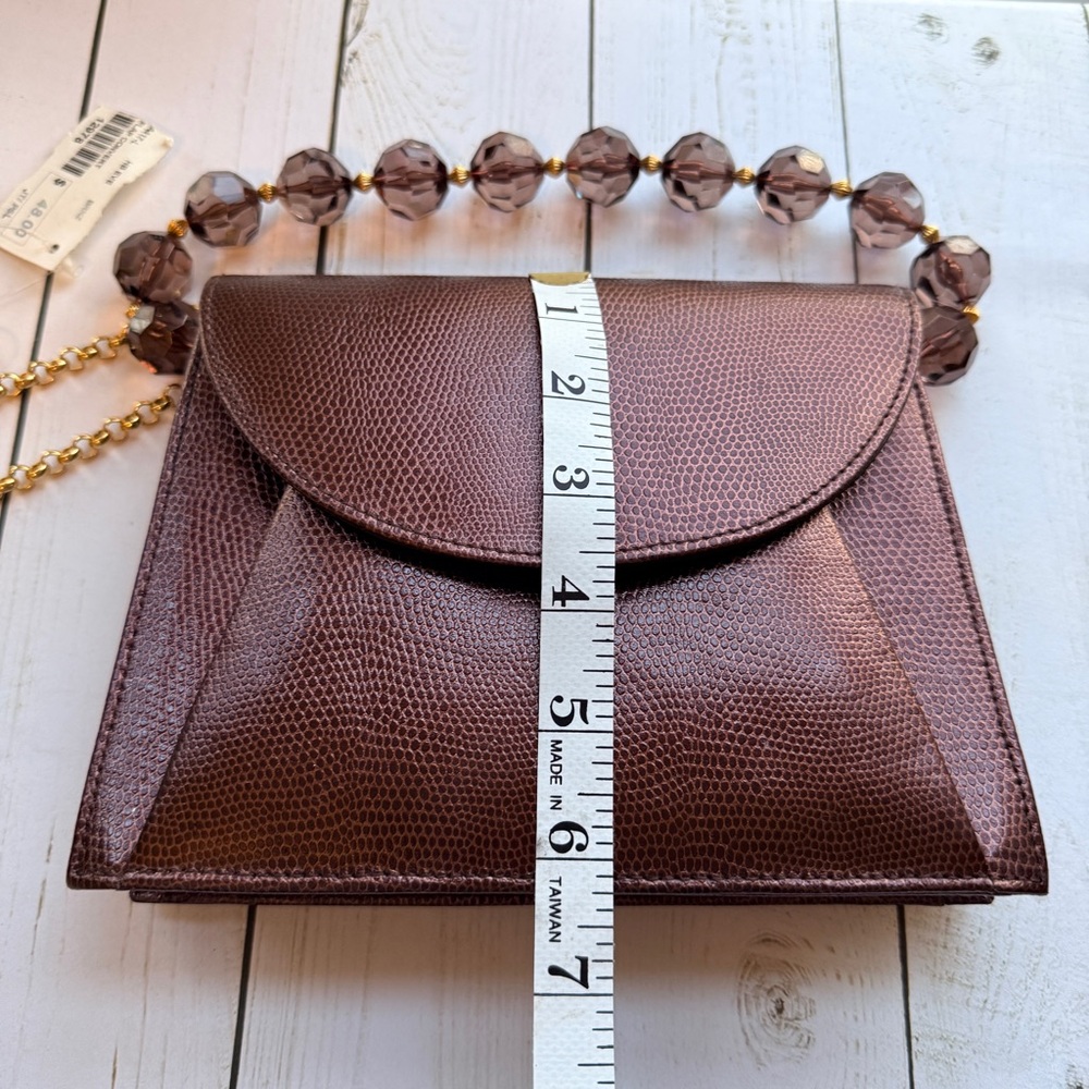 Tiras | Copper Colored Crossbody Bag with Beaded Handle - Picture 7 of 10